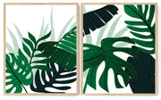 FERN PETIOLE CHUNKY MONSTERA PLANT ART FRAMES WITH GLASS- SET OF 2