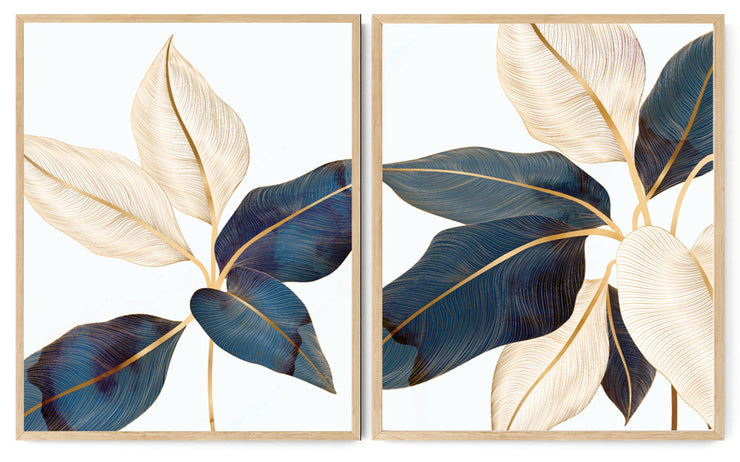 ROZZANIE GLOSSY FOILAGE BOTANICAL FRAMES WITH GLASS- SET OF 2