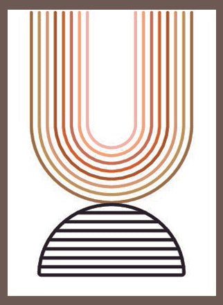 ORANGE & BLACK COMBO OF MINIMALISTIC CIRCULAR ABSTRACT PAINT WITH GLASS-SINGLE