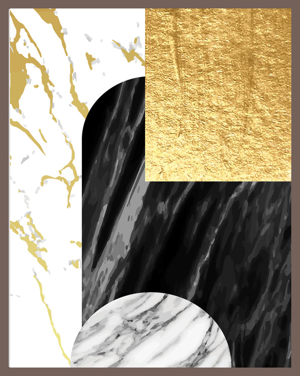 NOUVELLE ABSTRACT PICTURE FRAME IN BLACK, WHITE AND BEIGE WITH GLASS-SINGLE