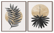 ELEGANT FERN LEAVES WALL ART FRAMES WITH GLASS- SET OF 2