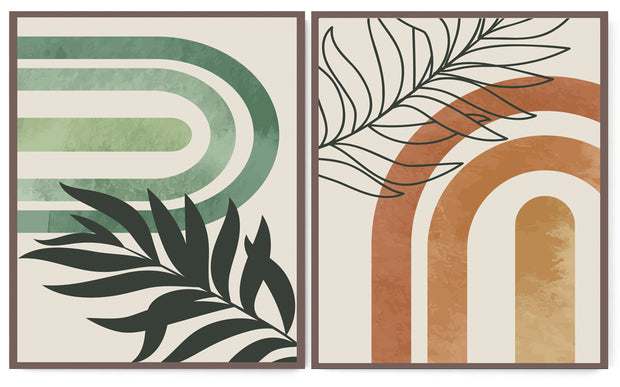GLITTERING GEOMETRIC BOTANICAL WALL ART FRAMES WITH GLASS-SET OF 2