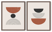 CRESCENT SHAPED FIGURATIVE ABSTRACT FRAMES WITH GLASS-SET OF 2