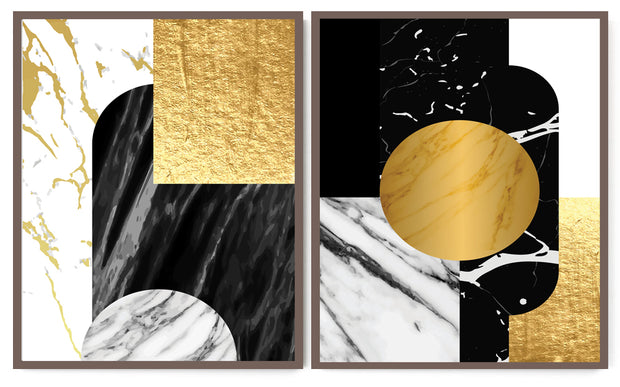 OSTENTATIOUS ABSTRACT PICTURE FRAMES WITH GLASS - SET OF TWO