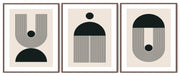 ASCETIC GEOMETRIC PICTURE FRAMES IN BLACK AND WHITE WITH GLASS- SET OF 3