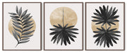 STYLIZED FERN LEAVES PETALS FRAMES WITH GLASS- SET OF 3