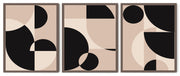 GEOMETRIC PATTERNS WITH 3 PANELS FRAMES WITH GLASS-SET 0F 3
