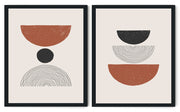 CRESCENT SHAPED FIGURATIVE ABSTRACT FRAMES WITH GLASS-SET OF 2
