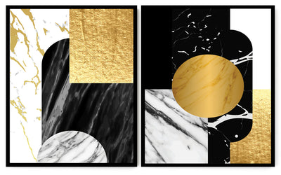 OSTENTATIOUS ABSTRACT PICTURE FRAMES WITH GLASS - SET OF TWO