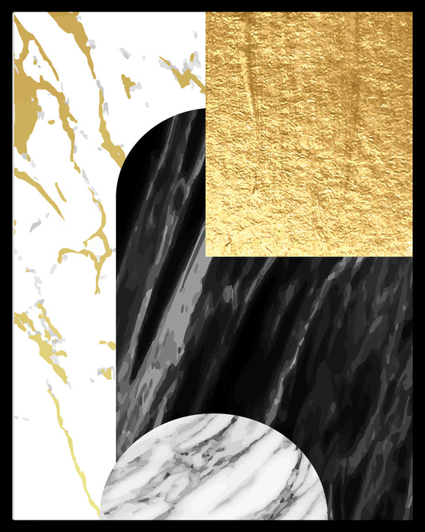 NOUVELLE ABSTRACT PICTURE FRAME IN BLACK, WHITE AND BEIGE WITH GLASS-SINGLE