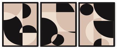 GEOMETRIC PATTERNS WITH 3 PANELS FRAMES WITH GLASS-SET 0F 3