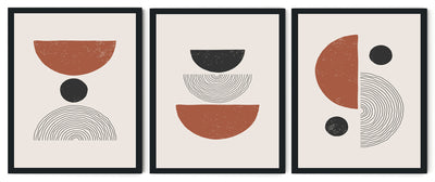 DIVERSIFORM SPHERE FRAMED ABSTRACT ART FRAMES WITH GLASS-SET OF 3