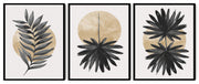 STYLIZED FERN LEAVES PETALS FRAMES WITH GLASS- SET OF 3