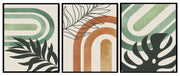 GREENISH MUSTARD COMBO OF GEOMETRICAL ART FRAMES WITH GLASS-SET OF 3