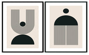 AUSTERE GEOMETRIC PICTURE FRAMES IN BLACK AND WHITE WITH GLASS- SET OF 2