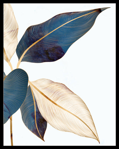 EMERALD GREEN & GOLDEN LEAVES BOTANICAL ART FRAME WITH GLASS- SINGLE