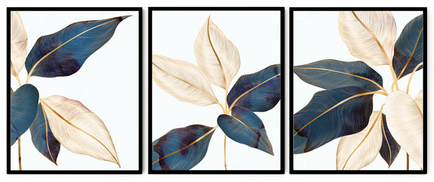 AUCUBA ILLUSTRATIVE BOTANICAL FRAMES WITH GLASS- SET OF 3