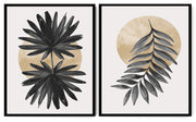 PALM LEAVES WALL ART FRAMES WITH GLASS- SET OF 2