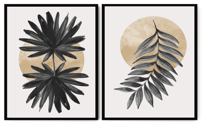PALM LEAVES WALL ART FRAMES WITH GLASS- SET OF 2
