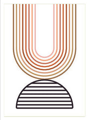ORANGE & BLACK COMBO OF MINIMALISTIC CIRCULAR ABSTRACT PAINT WITH GLASS-SINGLE