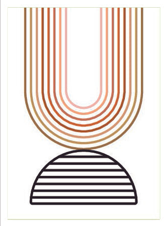 ORANGE & BLACK COMBO OF MINIMALISTIC CIRCULAR ABSTRACT PAINT WITH GLASS-SINGLE