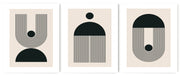 ASCETIC GEOMETRIC PICTURE FRAMES IN BLACK AND WHITE WITH GLASS- SET OF 3