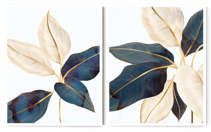 ROZZANIE GLOSSY FOILAGE BOTANICAL FRAMES WITH GLASS- SET OF 2