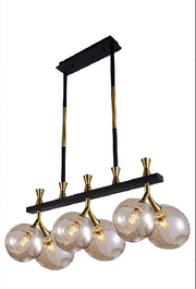 CONCRETENESS CHECK AMBER GLASS BRASS CHANDELIER