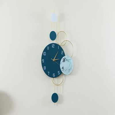RETRO STYLE DECORATIVE HANGING BLUE WALL CLOCK