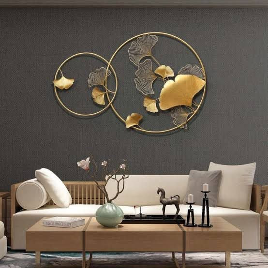 DOUBLE-RING GOLDEN CONTEMPORARY METAL WALL DÉCOR