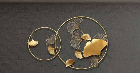 DOUBLE-RING GOLDEN CONTEMPORARY METAL WALL DÉCOR