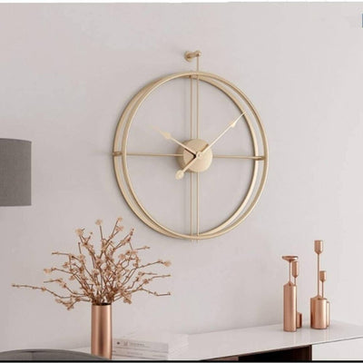 STYLISH DESIGNER GOLDEN ROUND WALL CLOCK
