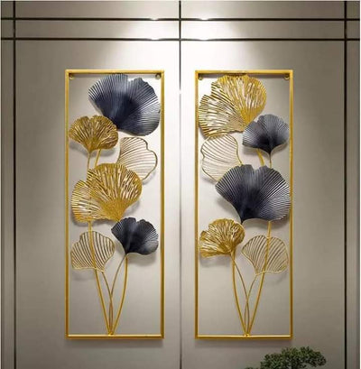 RECTANGULAR ESTHETIC GOLD & SILVER DUAL METAL WALL DECOR
