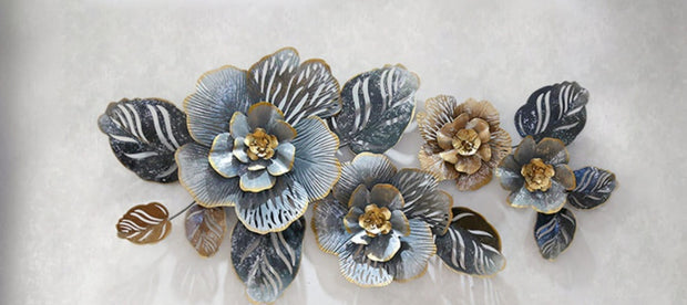 INTRICATE FLORID DESIGNED GOLD AND SILVER METAL WALL ART