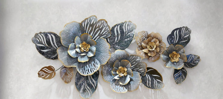 INTRICATE FLORID DESIGNED GOLD AND SILVER METAL WALL ART