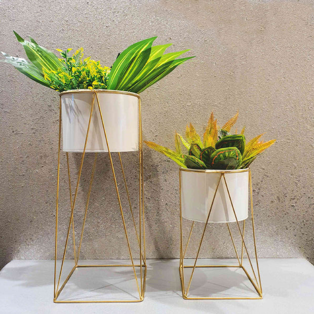 BLACK & WHITE POLYMER BIG METAL PLANTER