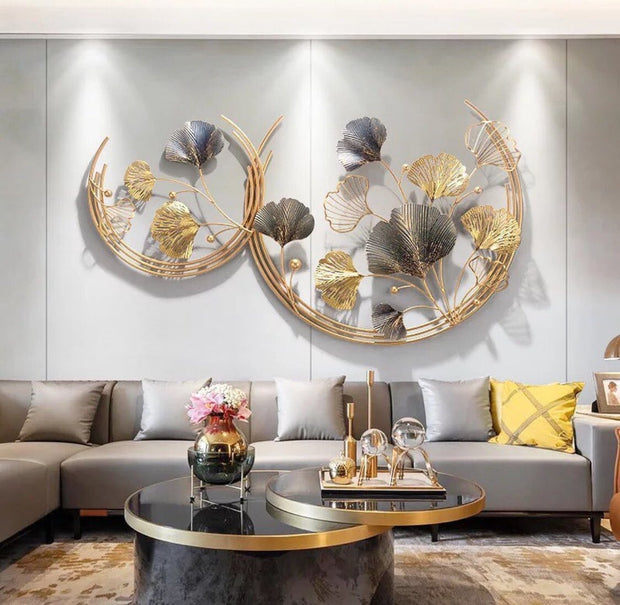 ARTISTICALLY DESIGNED GREY AND BEIGE FLORA METAL WALL DÉCOR