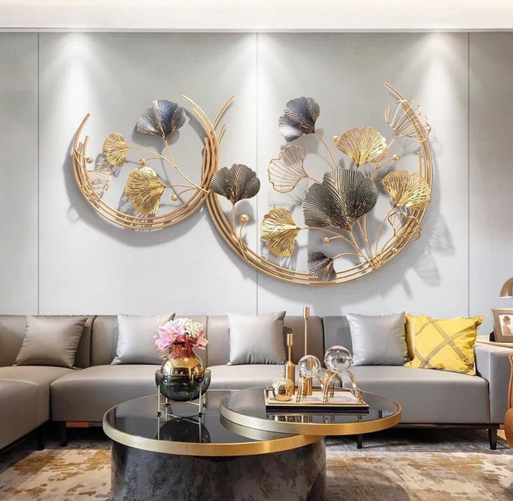 ARTISTICALLY DESIGNED GREY AND BEIGE FLORA METAL WALL DÉCOR