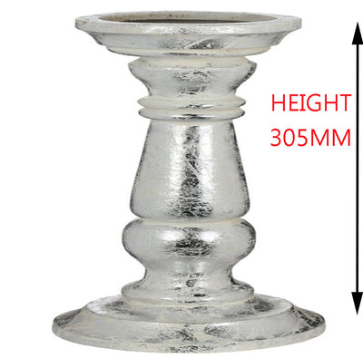 SILVER CHARMING MANGO WOOD CANDLE HOLDER