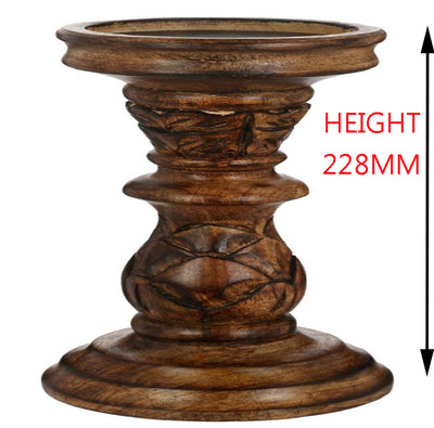 BROWN MANGO WOOD VINTAGE CANDLE HOLDER