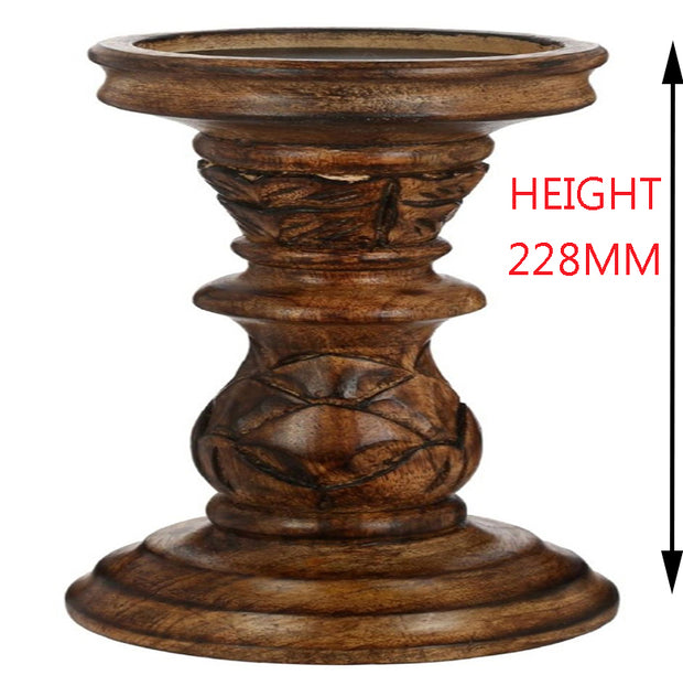 BROWN MANGO WOOD VINTAGE CANDLE HOLDER