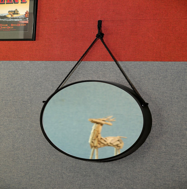 Alluring gold and black round wall mirror