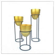 GOLD & BRONZE PLATING ROUND SHAPED PLANTER