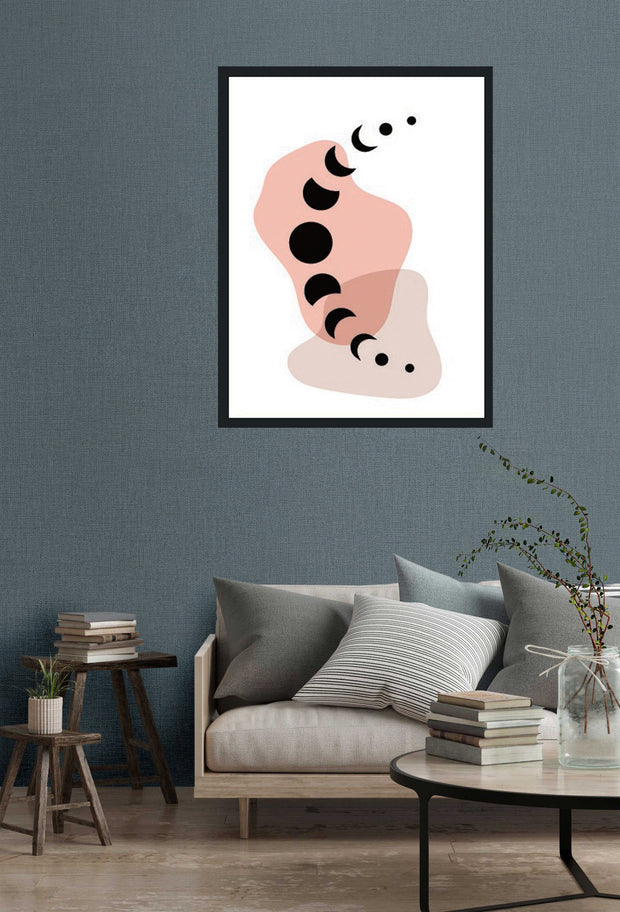 SEAMLESS CIRCULAR PATTERN FRAMED ABSTRACT PAINTING WITH GLASS-SINGLE