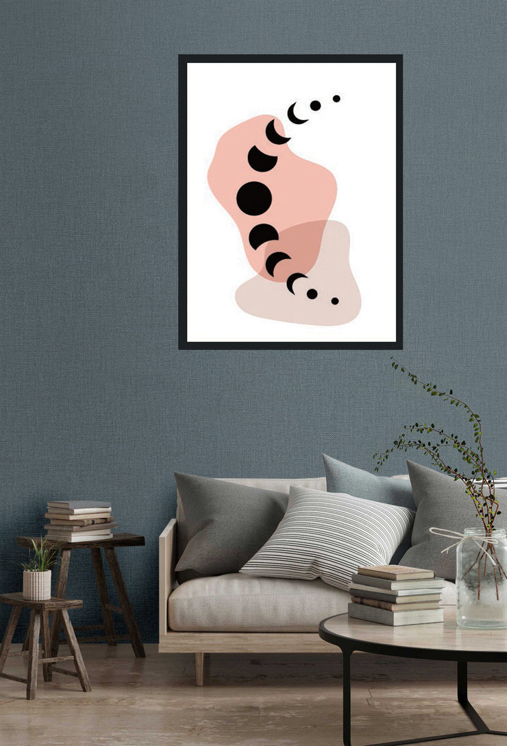 SEAMLESS CIRCULAR PATTERN FRAMED ABSTRACT PAINTING WITH GLASS-SINGLE