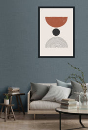 BOWED MULTICOLOUR ABSTRACT LINE ART FRAME WITH GLASS-SINGLE