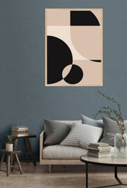 PRIMITIVE MODERN GEOMETRIC ART FRAME WITH GLASS-SINGLE