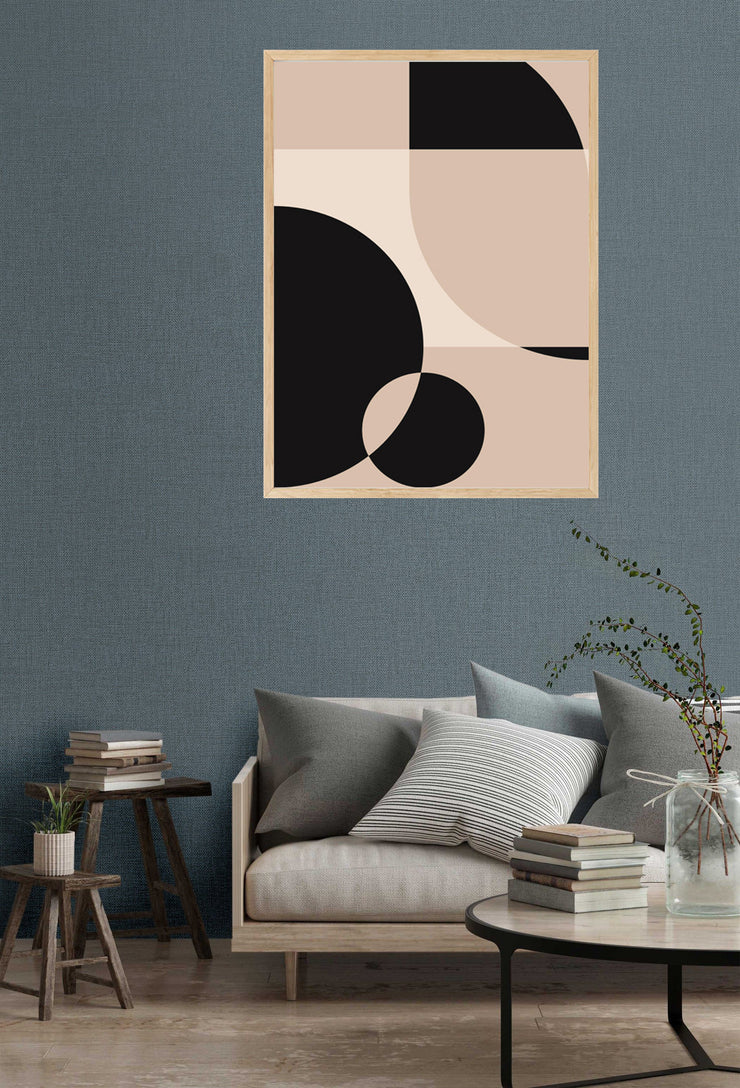 PRIMITIVE MODERN GEOMETRIC ART FRAME WITH GLASS-SINGLE