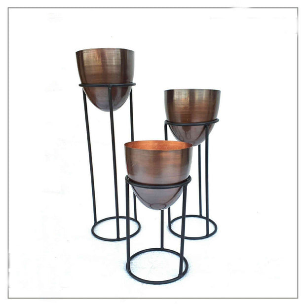 GOLD & BRONZE PLATING ROUND SHAPED PLANTER