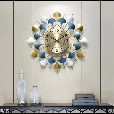 MULTICOLORED FLORAL METALLIC ANTIQUE WALL CLOCK